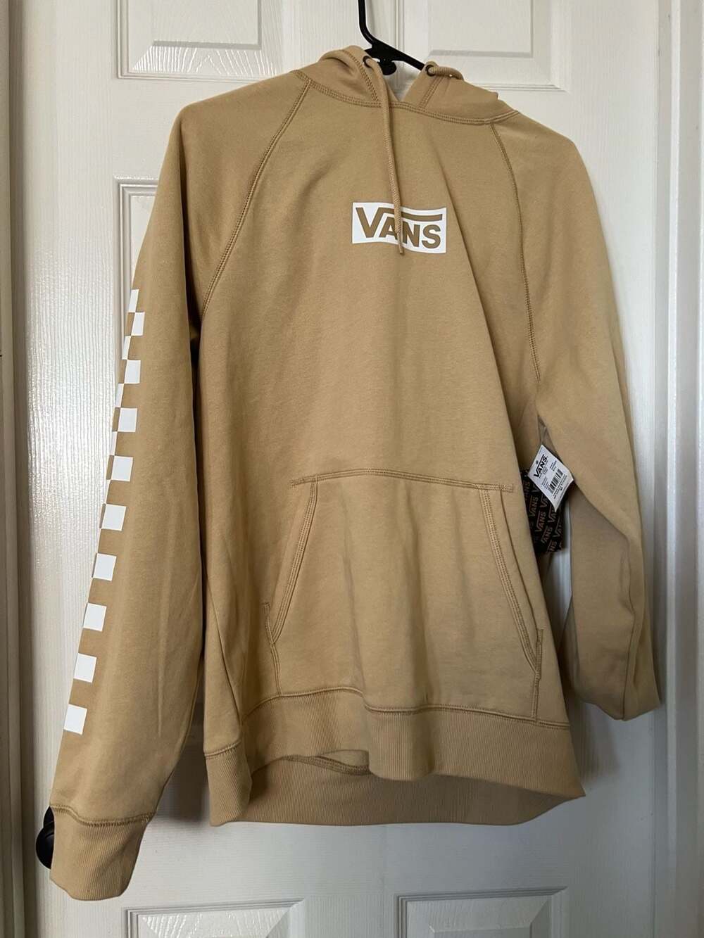 Vans Versa Standard Hoodie Size M Beige Checkered Pullover